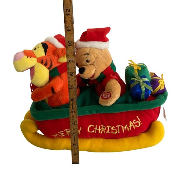 Vintage Animated Disney Plush Winnie the Pooh Tigger Christmas Sled Jingle Bells - Picture 8 of 8